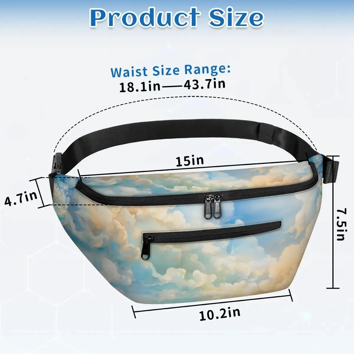 Sea Sky Sling Bag Crossbody Backpack Chest Daypack for Women Sport Travel Hiking Casual Bag Multipurpose Waist Pack With Zipper Closure Adjustable Strap Shoulder Bag