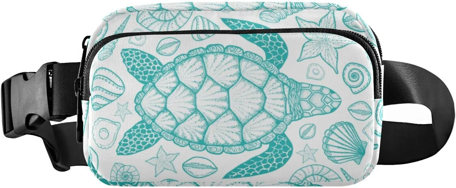 Sea Turtle Shells Fanny Packs for Women Men Belt Bag with Adjustable Strap Fashion Waist Packs Crossbody Bag Waist Pouch for Cycling Hiking