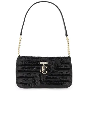 Sequined Shoulder Bag With Gold Metal Monogram