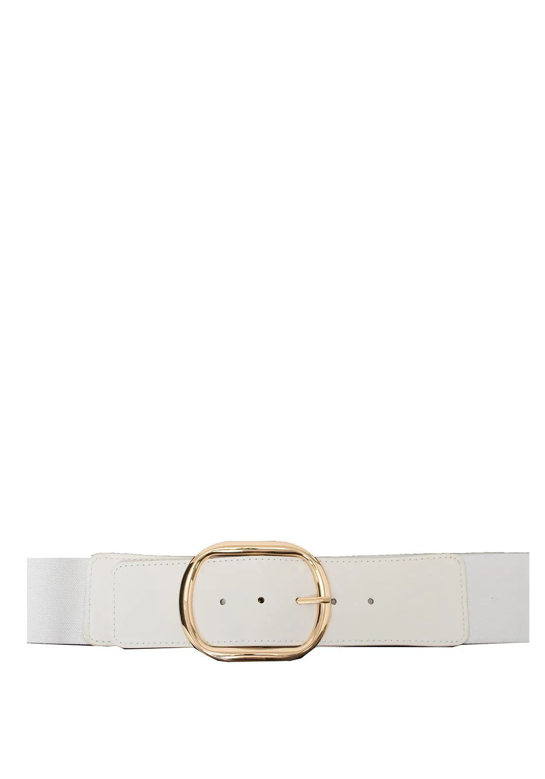 Serafina Collection Buckled Elasticated Belt, White