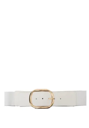 Serafina Collection Buckled Elasticated Belt, White