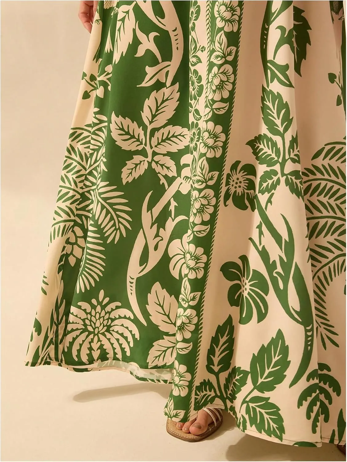 SHENHE Women's Summer Tropical Floral Halter Maxi Dress Open Back Empire Waist Flowy Boho Dress