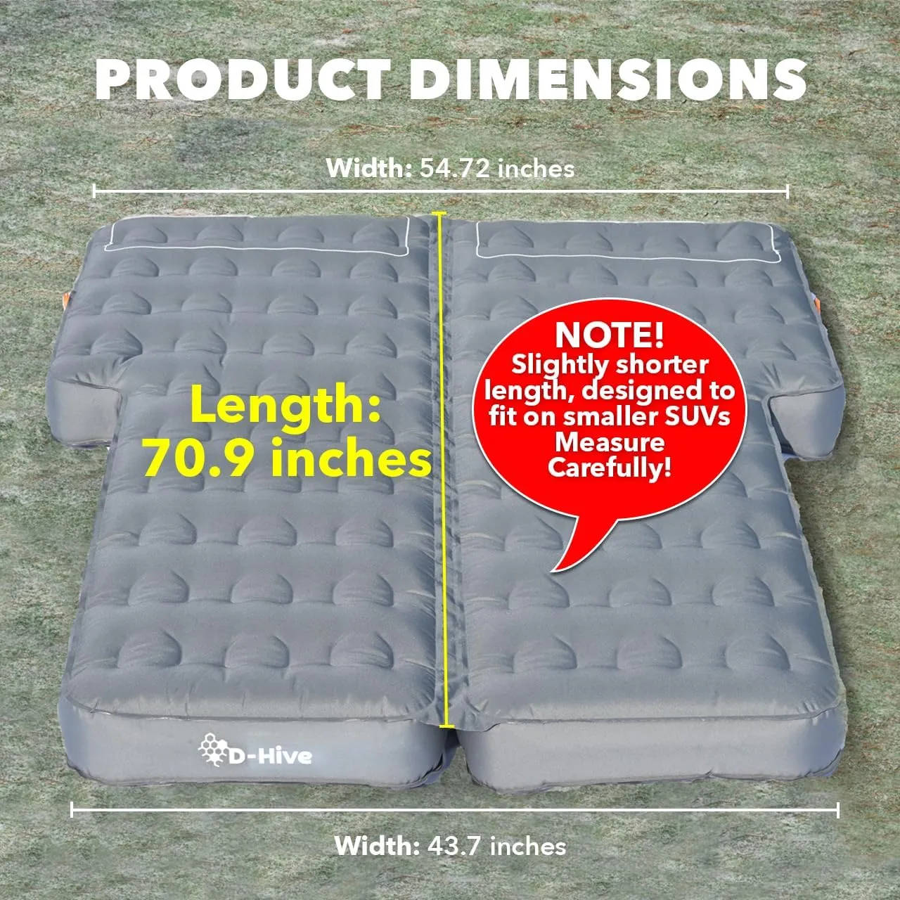 SHORTENED LENGTH - Unbeatable Durability SUV Air Mattress for Car Camping, Durable Extra Thick 300D Oxford Fabric, Quick Easy Set-Up w/Electric Pump, Car Bed Mattress with Base Extenders 180 cm