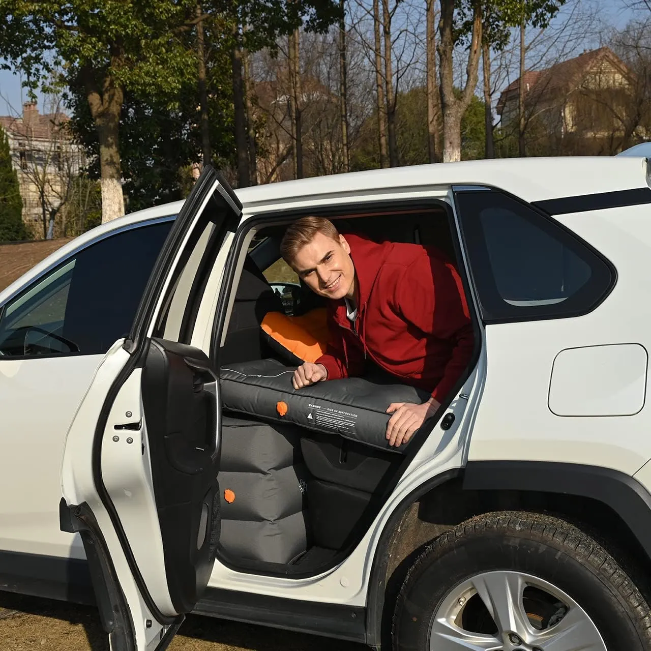 SHORTENED LENGTH - Unbeatable Durability SUV Air Mattress for Car Camping, Durable Extra Thick 300D Oxford Fabric, Quick Easy Set-Up w/Electric Pump, Car Bed Mattress with Base Extenders 180 cm