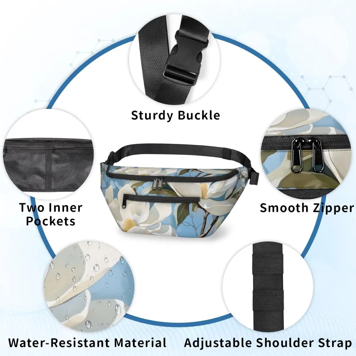 Shy Flower Sling Bag Crossbody Backpack Chest Daypack for Women Sport Travel Hiking Casual Bag Multipurpose Waist Pack With Zipper Closure Adjustable Strap Shoulder Bag