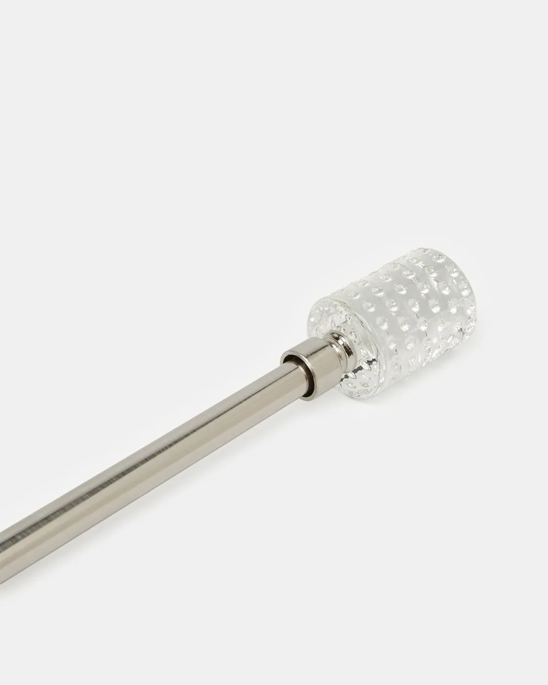 Silver Satin Plated Extendable Single Curtain Rod With Mess Finial