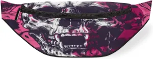 Skull Pink Fanny Pack for Women Men Waist Pack Crossbody Bag with Adjustable Belt for Travel Hiking Running Cycling Festivals