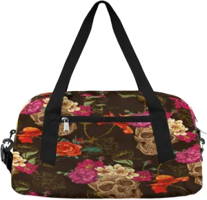 Skulls Garlands Flowers Kids Duffle Bag for Boys Girls Overnight Travel Bag Kids Duffel Bags Ballet Weekender Bag for School Gym Sport Sleepover Carry On Bag