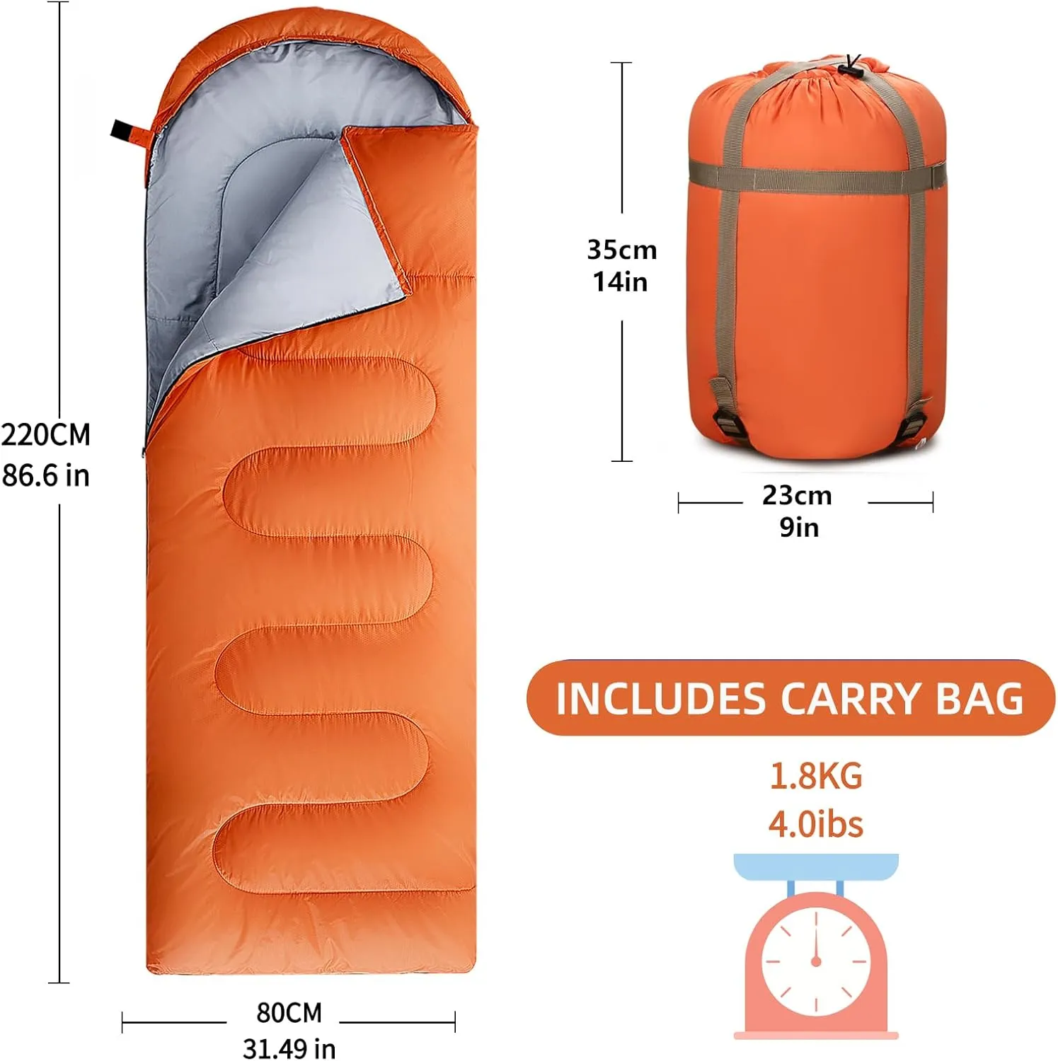 Sleeping Bags for Adults, Teens & Kids - Use for 3-4 Seasons, Warm & Cold Weather - Lightweight,Waterproof, Use for Backpacking, Hiking and Camping