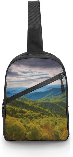 Sling Bag for Women Men Chest Bag Blue Ridge Parkway Mountains Daypack Fanny Pack Cross Body Bag for Traveling