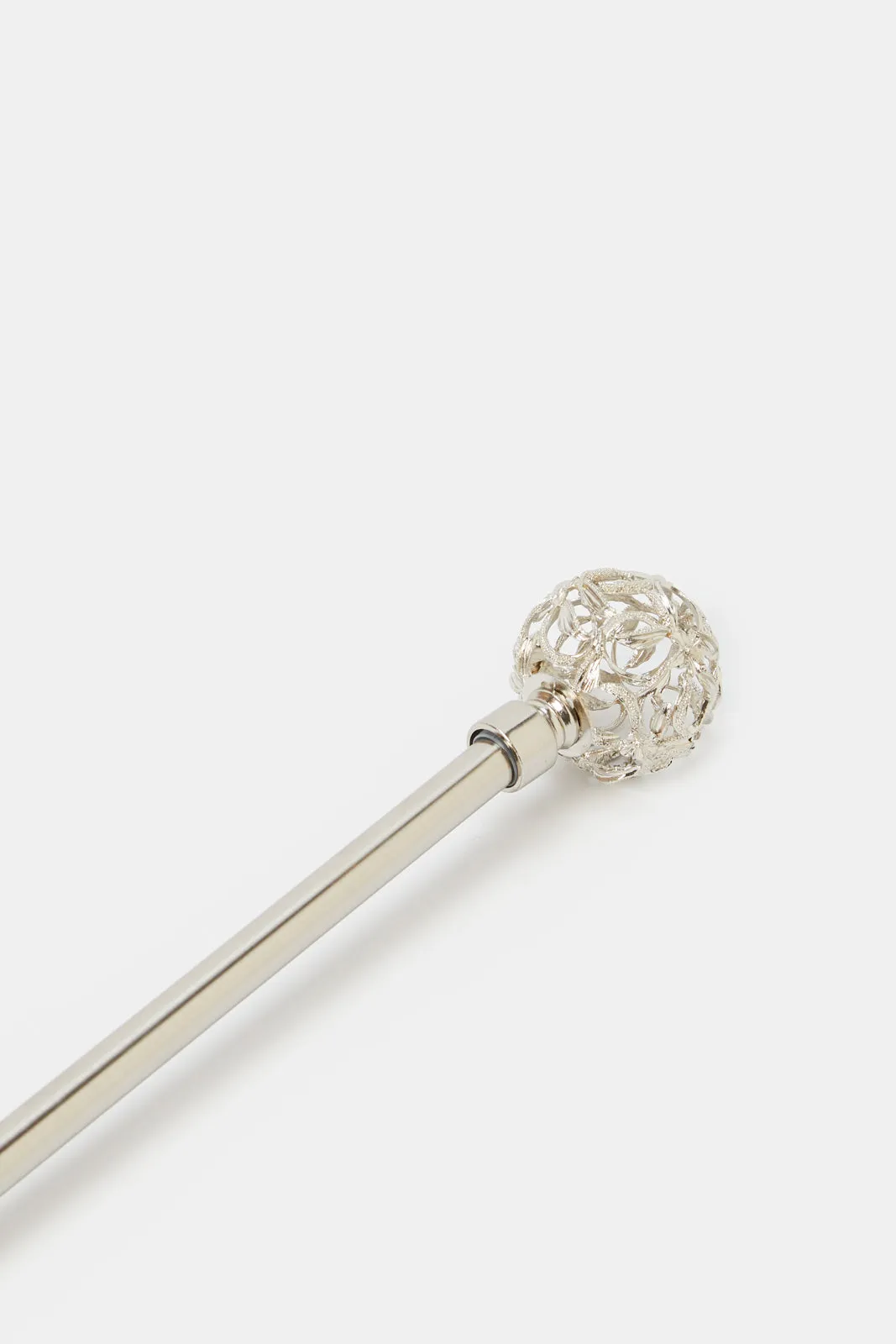 Sliver Extendable Single Curtain Rod With Cut Out Finial