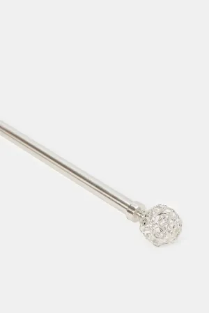 Sliver Extendable Single Curtain Rod With Cut Out Finial