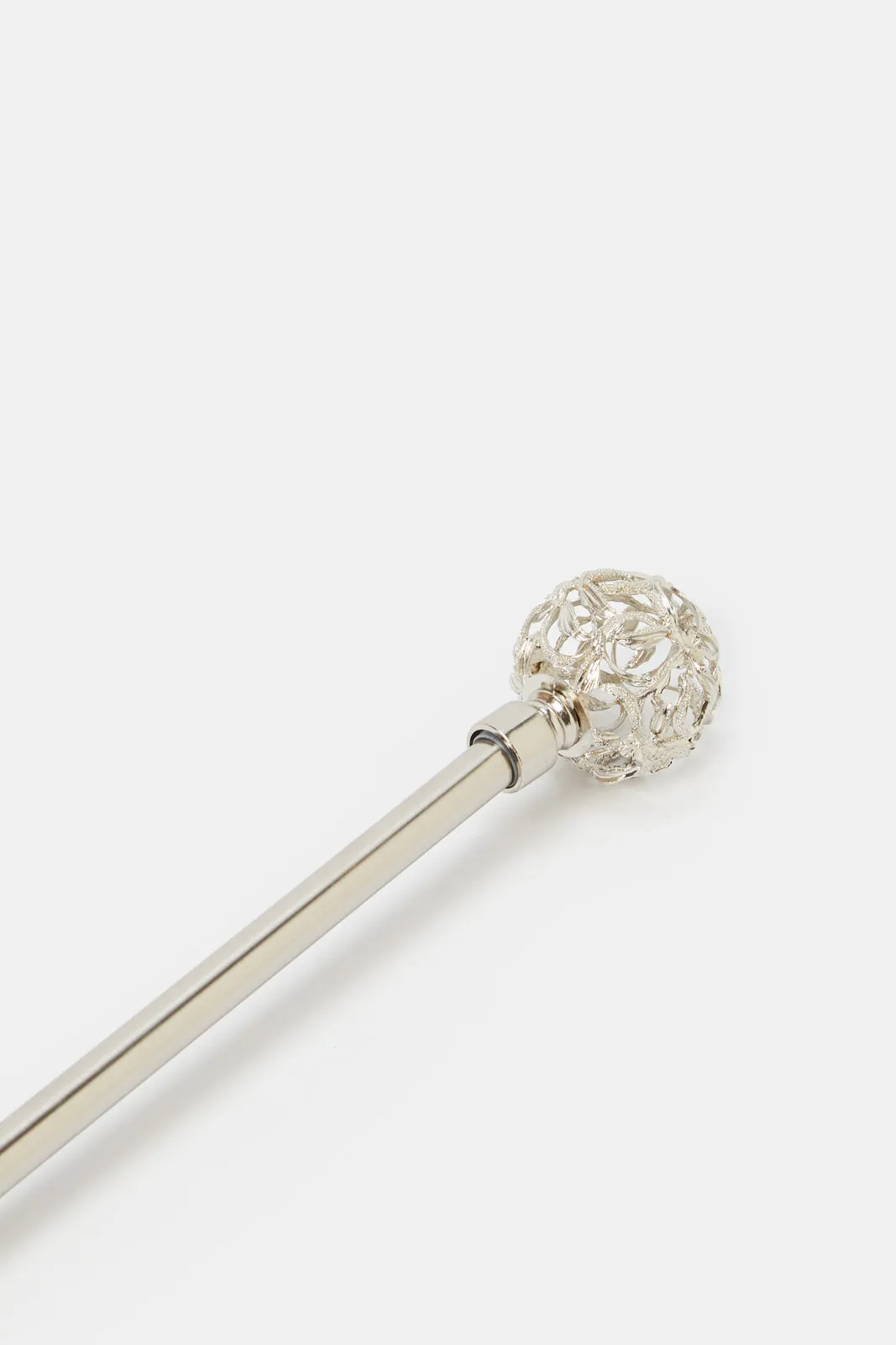 Sliver Extendable Single Curtain Rod With Cut Out Finial