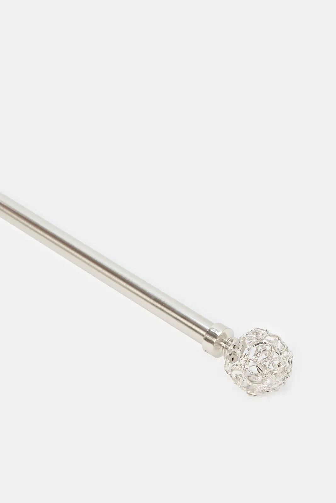 Sliver Extendable Single Curtain Rod With Cut Out Finial