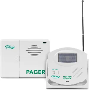 Smart Caregiver Wireless Motion Sensor Alarm System with Pager for Fall and Wandering Prevention | Mountable Motion Detector Alarm Alerts Medical Caregiver with Up to 300' Range | Bed or Door Movement