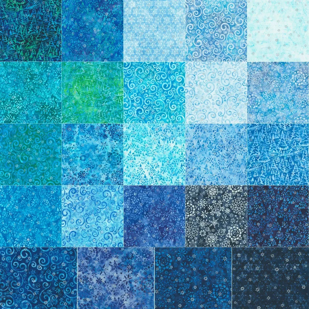Snowscape Artisan Batik Charm Squares