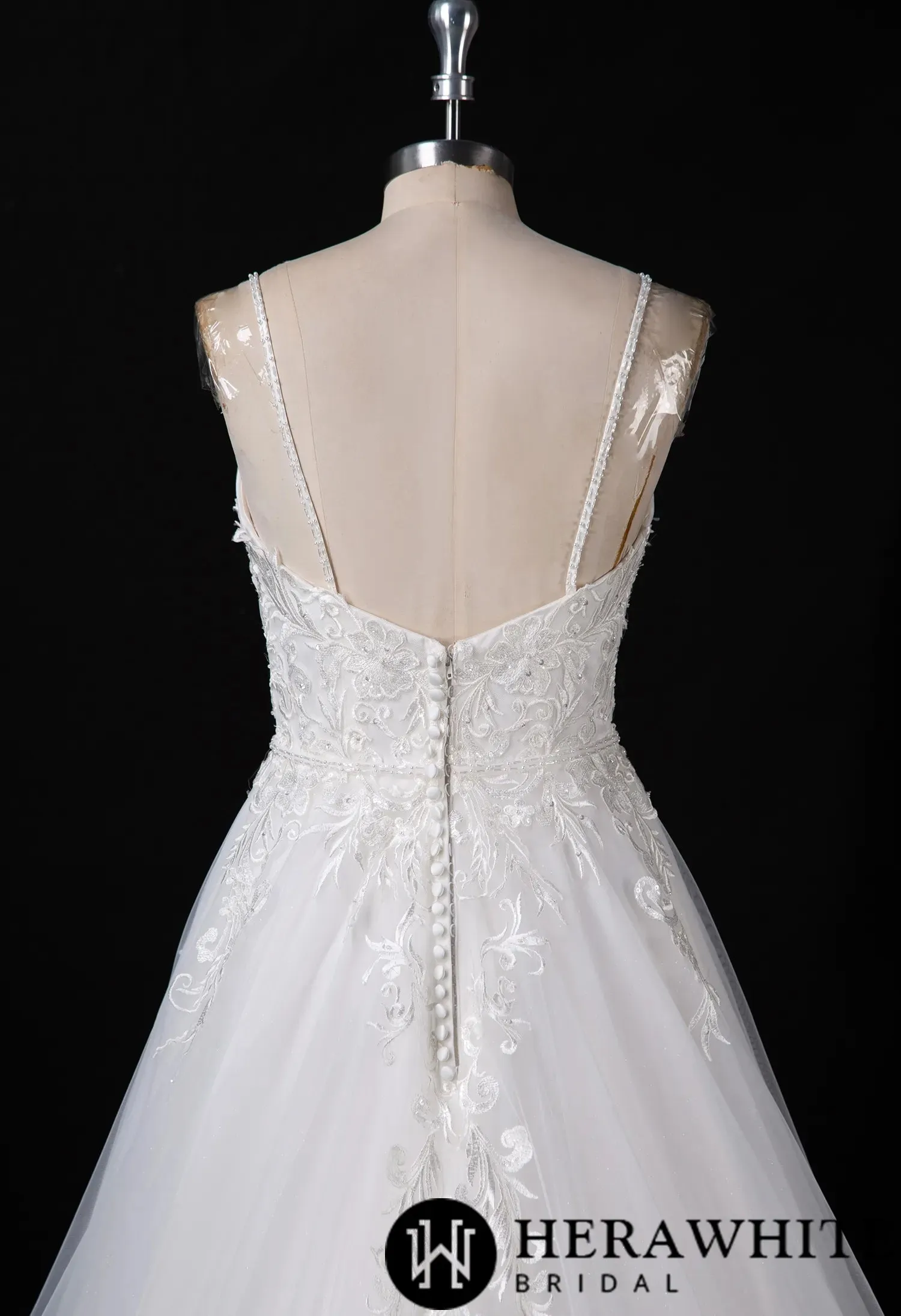 Sparking Tulle Wedding Dress With Beaded straps