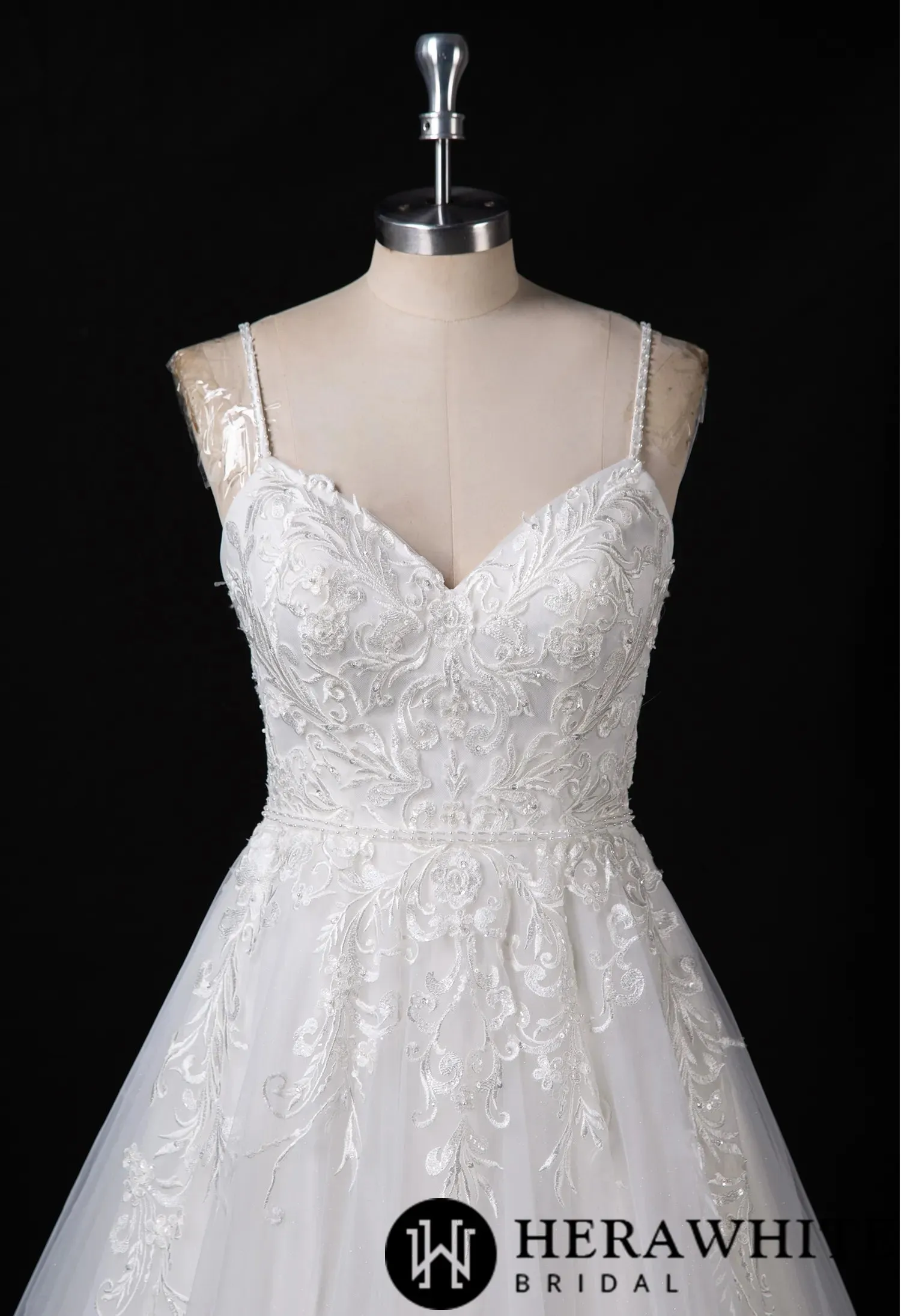 Sparking Tulle Wedding Dress With Beaded straps