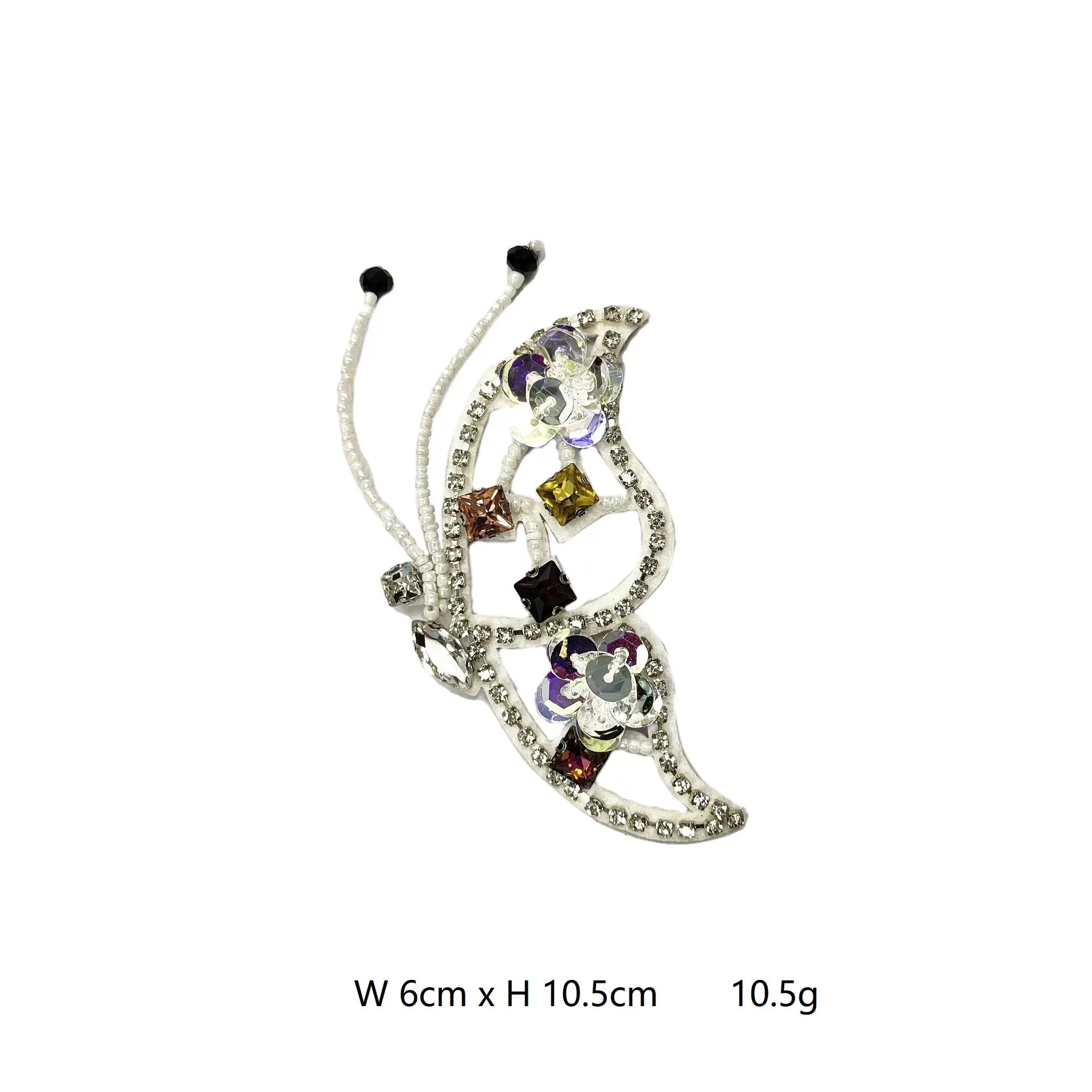 Sparkling 3D Butterfly Applique Rhinestone Embellished Patch 6 Pack