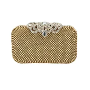Sparkling Gold Rhinestone Evening Clutch Case Bag