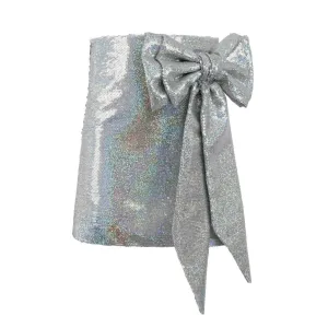 Sparkling Silver Sequin Bow Skirt