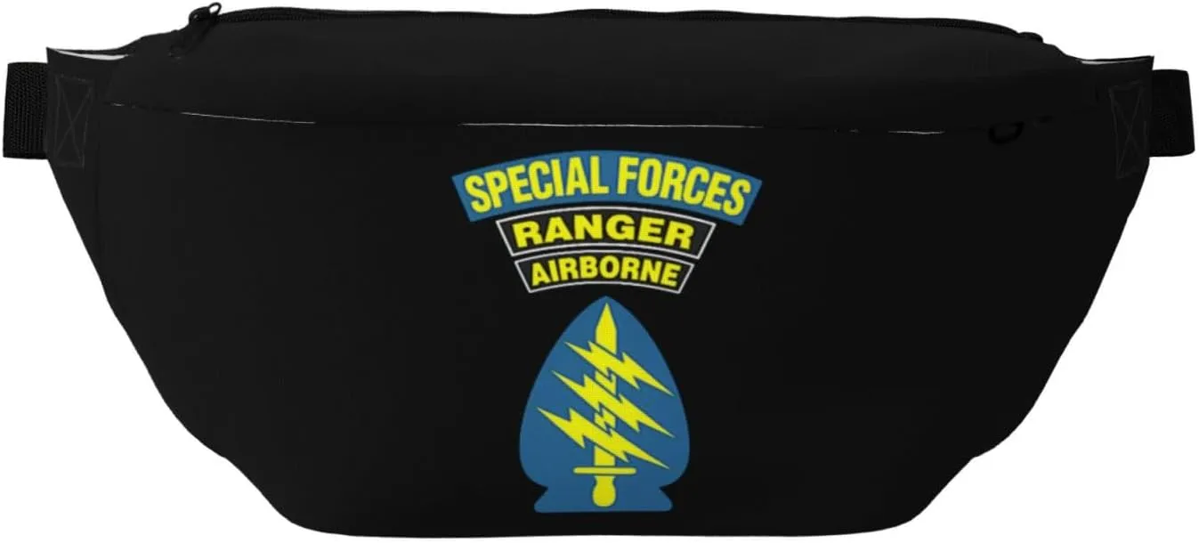 Special Forces With Airborne And Ranger Tab Waist Pack Crossbody Fanny Pack Large Waist Bag Men Women Belt Bag For Running Walking Traveling