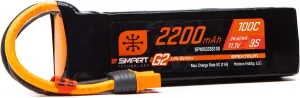Spektrum 11.1V 2200mAh 3S 100C Smart G2 LiPo Battery: IC3, SPMX223S100,Multi