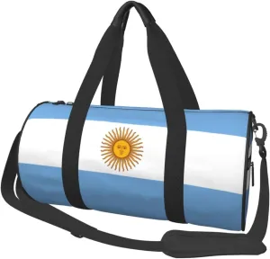 Sports Travel Gym Bag Flag of Argentina Fitness Duffle Bag with Inner Pocket and Adjustable Shoulder Strap for Women & Men