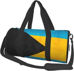 Sports Travel Gym Bag Retro Bahamian Flag Fitness Duffle Bag with Inner Pocket and Adjustable Shoulder Strap for Women & Men