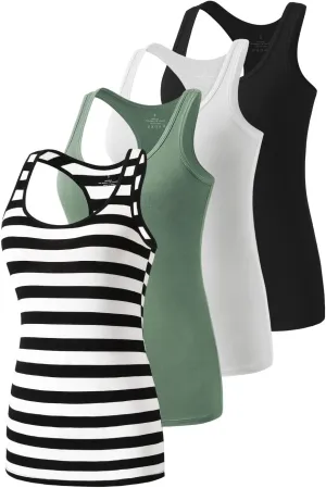 Star Vibe Racerback Workout Tank Tops for Women Basic Athletic Tanks Yoga Shirt Sleeveless Exercise Tops 4 Pack