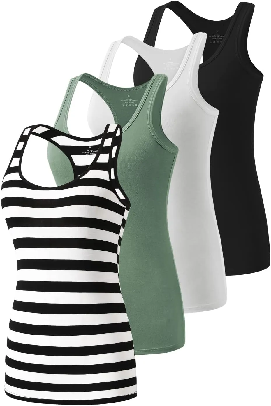 Star Vibe Racerback Workout Tank Tops for Women Basic Athletic Tanks Yoga Shirt Sleeveless Exercise Tops 4 Pack