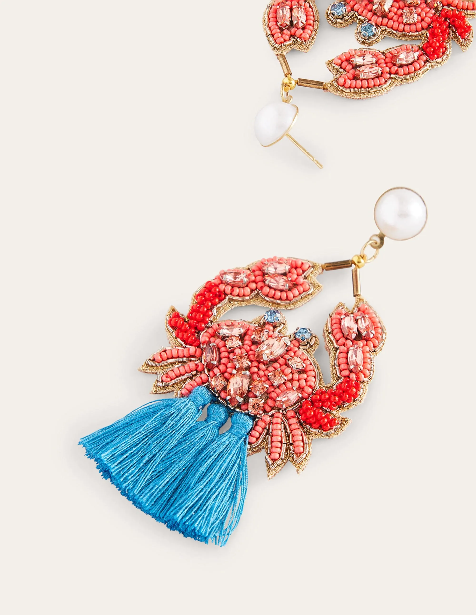 Statement Embellished Earrings-Crab