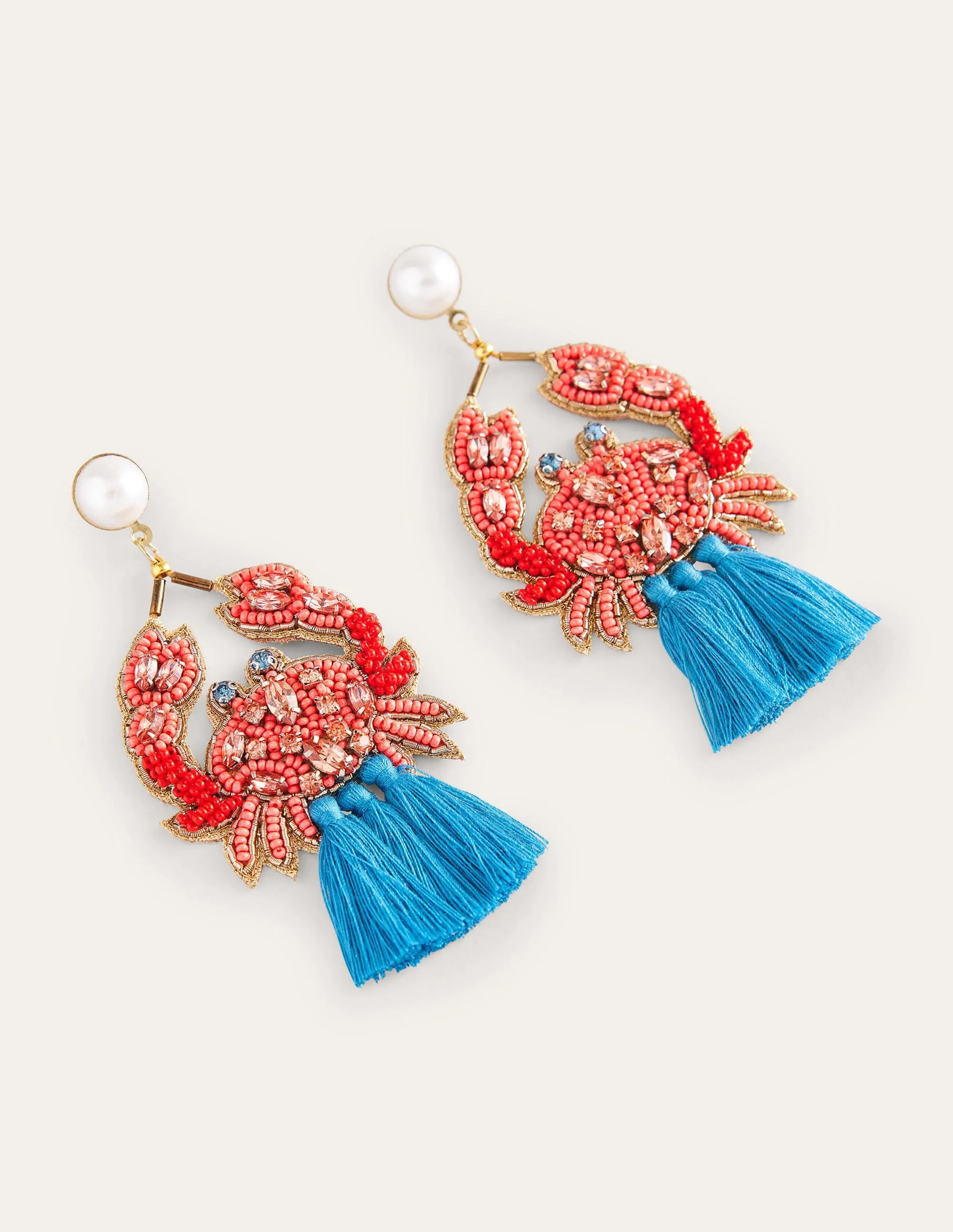 Statement Embellished Earrings-Crab