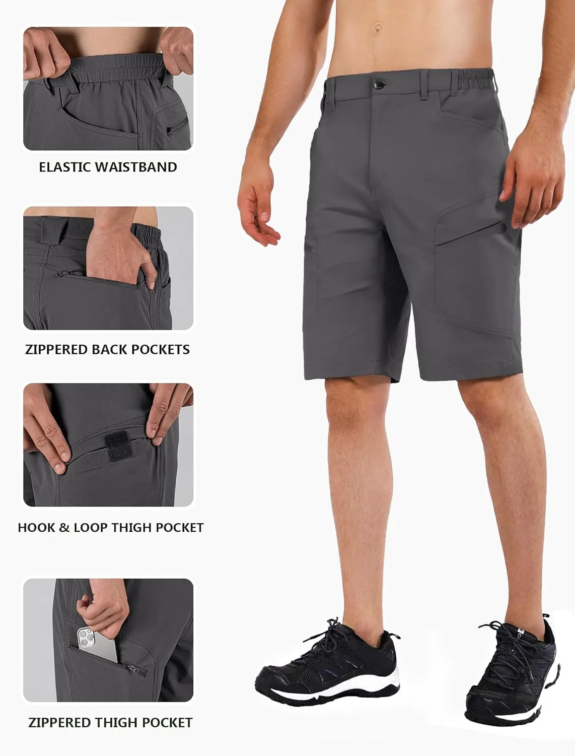 Stlight Men's Hiking Cargo Shorts Quick Dry Lightweight Tactical Shorts with Multi Pocket for Camping Fishing Golf