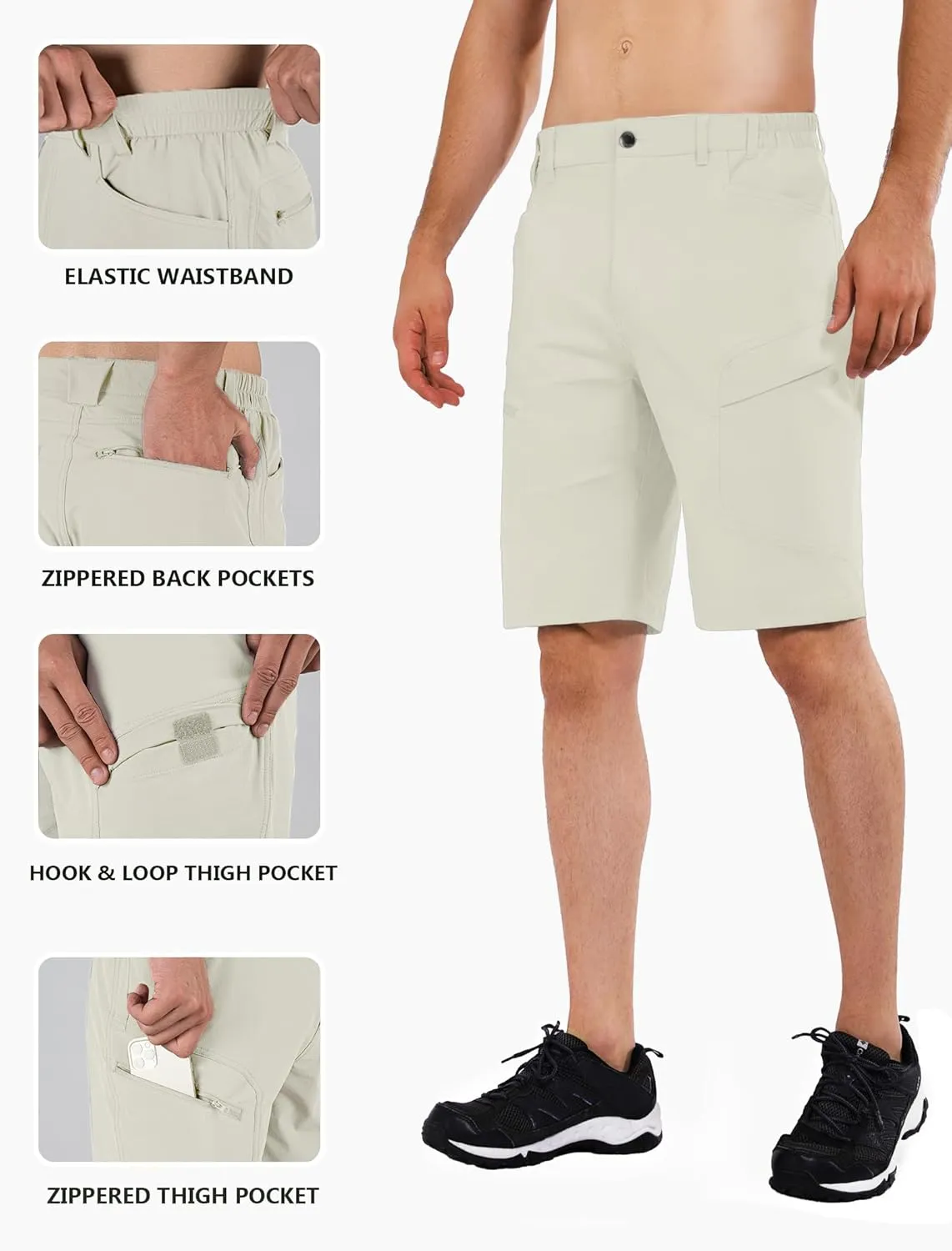 Stlight Men's Hiking Cargo Shorts Quick Dry Lightweight Tactical Shorts with Multi Pocket for Camping Fishing Golf
