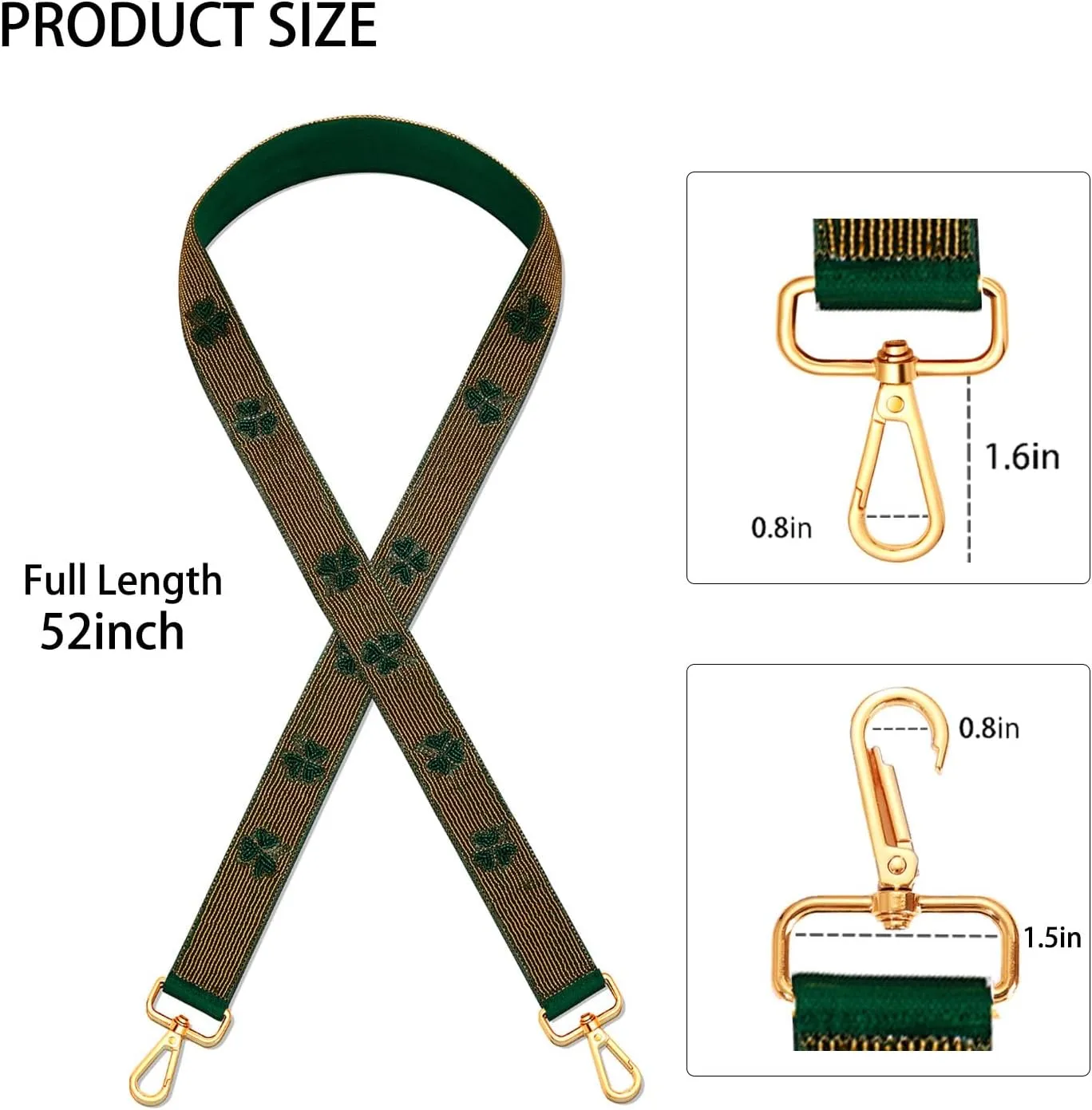 St.Patrick’s Day Purse Strap Replacement Beaded Lucky Shamrock Purse Strap Irish Crossbody Shoulder Bag Straps