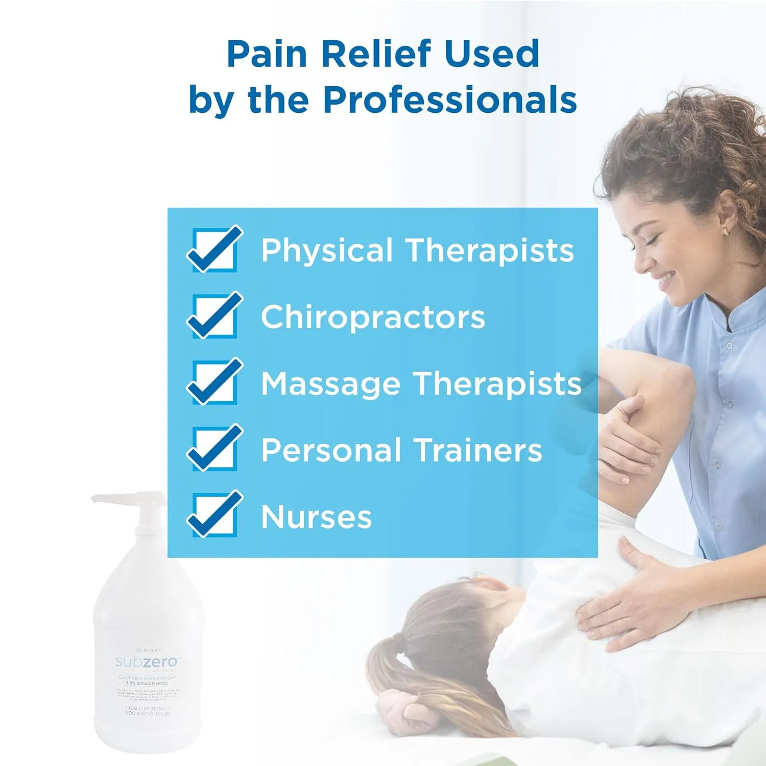 Sub Zero Cooling Pain Relief Gel, 1-Gallon Bottle with Pump - Joint Relief and Nerve Pain Relief Cream for Muscle Deep Pain Relief and Arthritis Relief