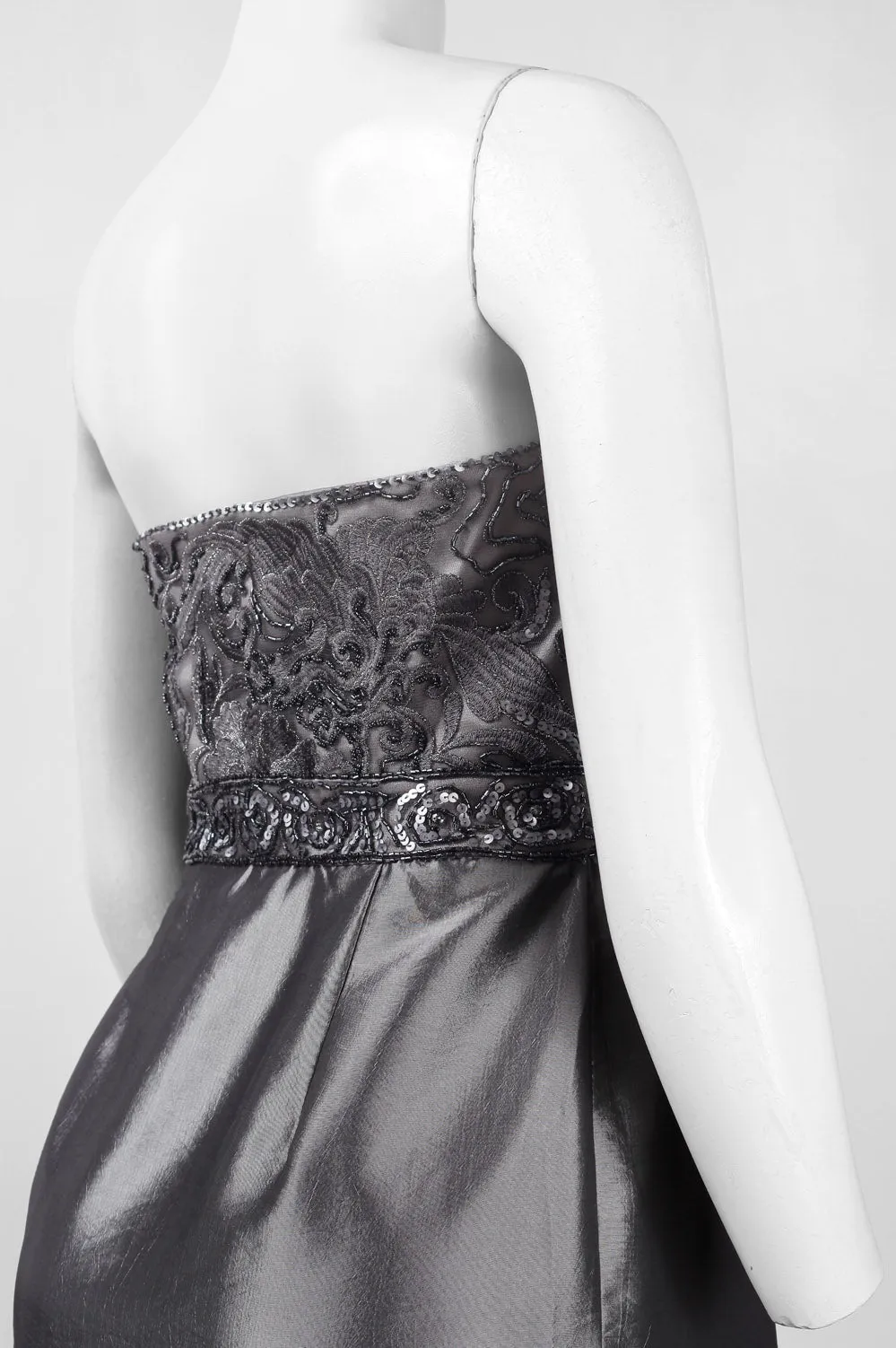 Sue Wong Strapless Embellished Taffeta Dress
