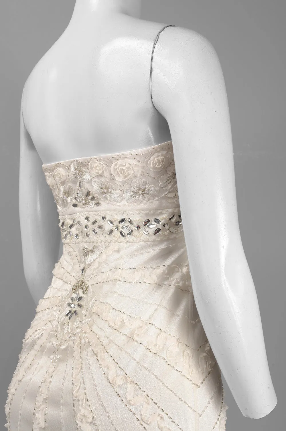 Sue Wong Strapless Empire Waist Embellished Dress