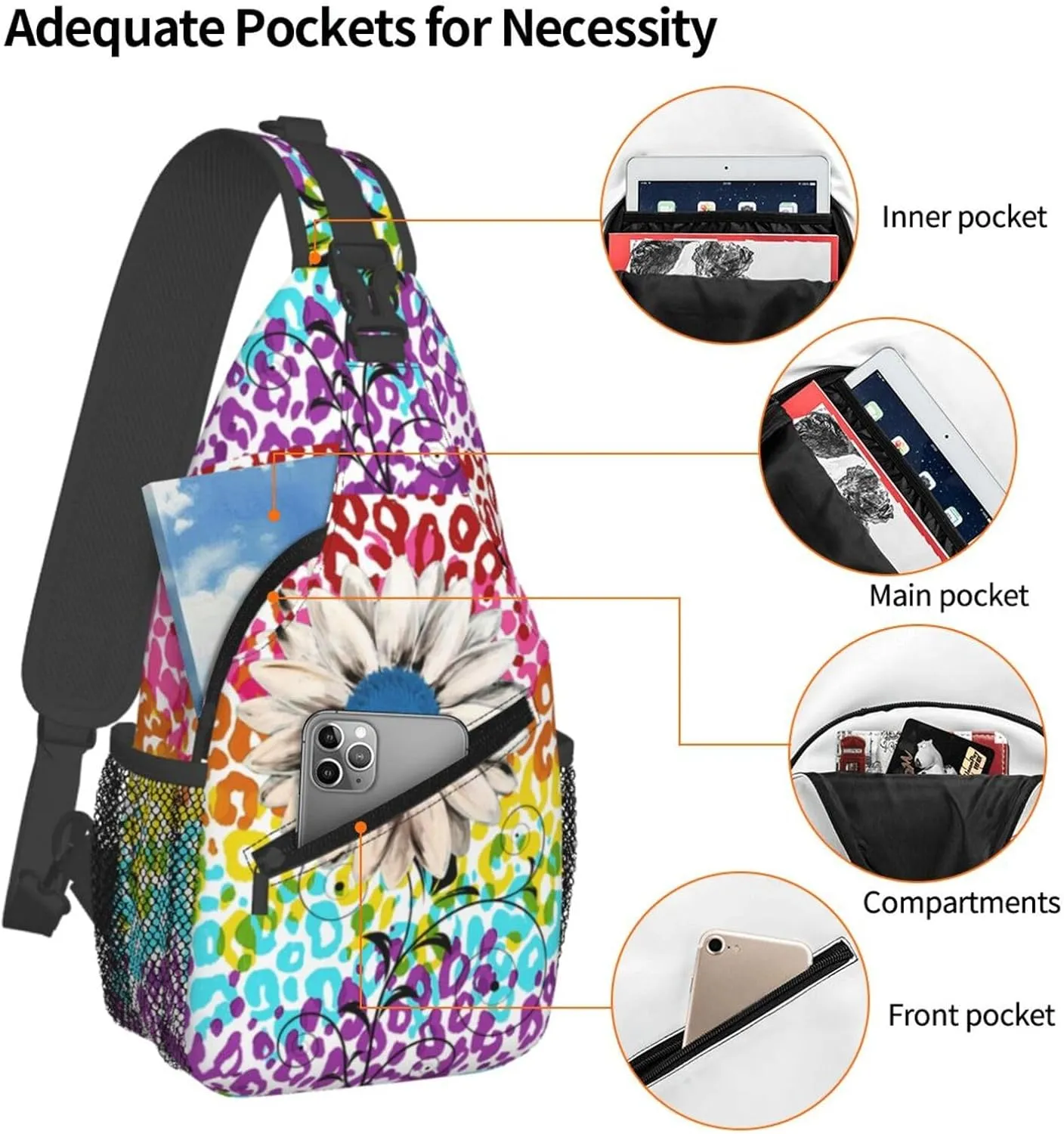 Sunflower Chest Bags Crossbody Sling Bag Shoulder Bag Travel Hiking Daypack For Men Women