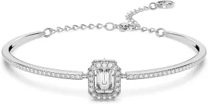 Swarovski Una Bangle, Octagon cut, White, Rhodium Finished