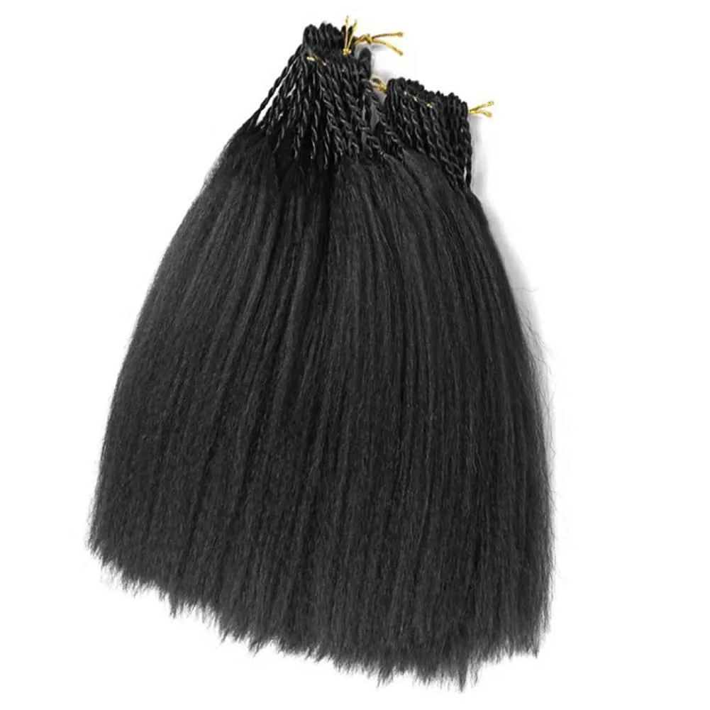 Synthetic Kinky Straight Crochet Braid Hair with Adjustable Pre-looped Yaki straight Crochet Braiding Hair Extension for Black Women 6 Packs 14 Inches 96 Roots 1B#