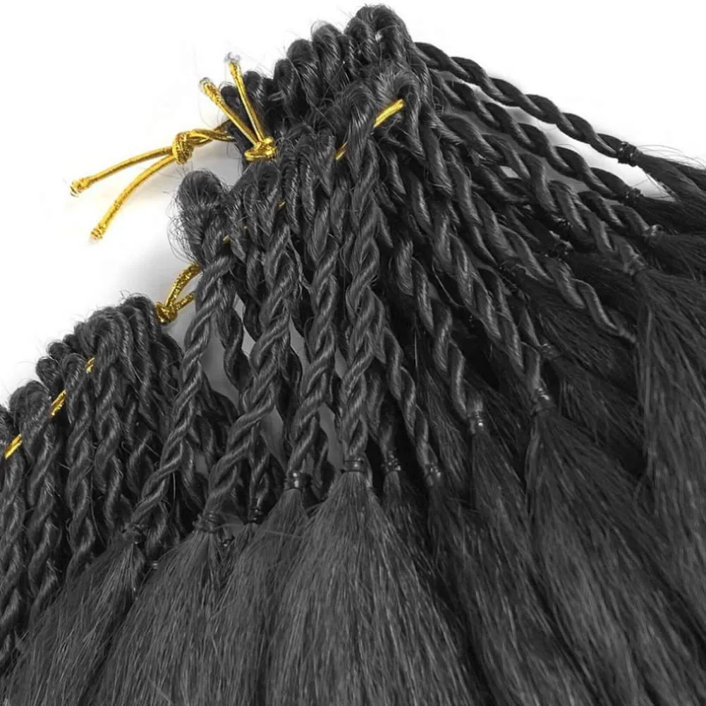 Synthetic Kinky Straight Crochet Braid Hair with Adjustable Pre-looped Yaki straight Crochet Braiding Hair Extension for Black Women 6 Packs 14 Inches 96 Roots 1B#