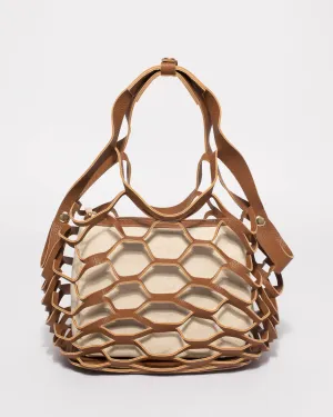 Tan And Natural Summer Essential Net Bag
