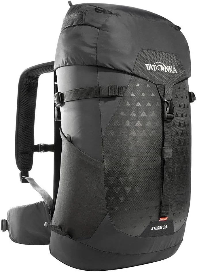 Tatonka Unisex Storm 25 Recco Backpack, Black, 25 litres, Small, lightweight hiking backpack with ventilated back
