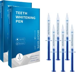 Teeth Whitening Gel Syringes (Pack of 6) - Safe for Sensitive Teeth, Sensitivity-Free Formula, Carbamide Peroxide Teeth Whitening Gel, Mint Flavour