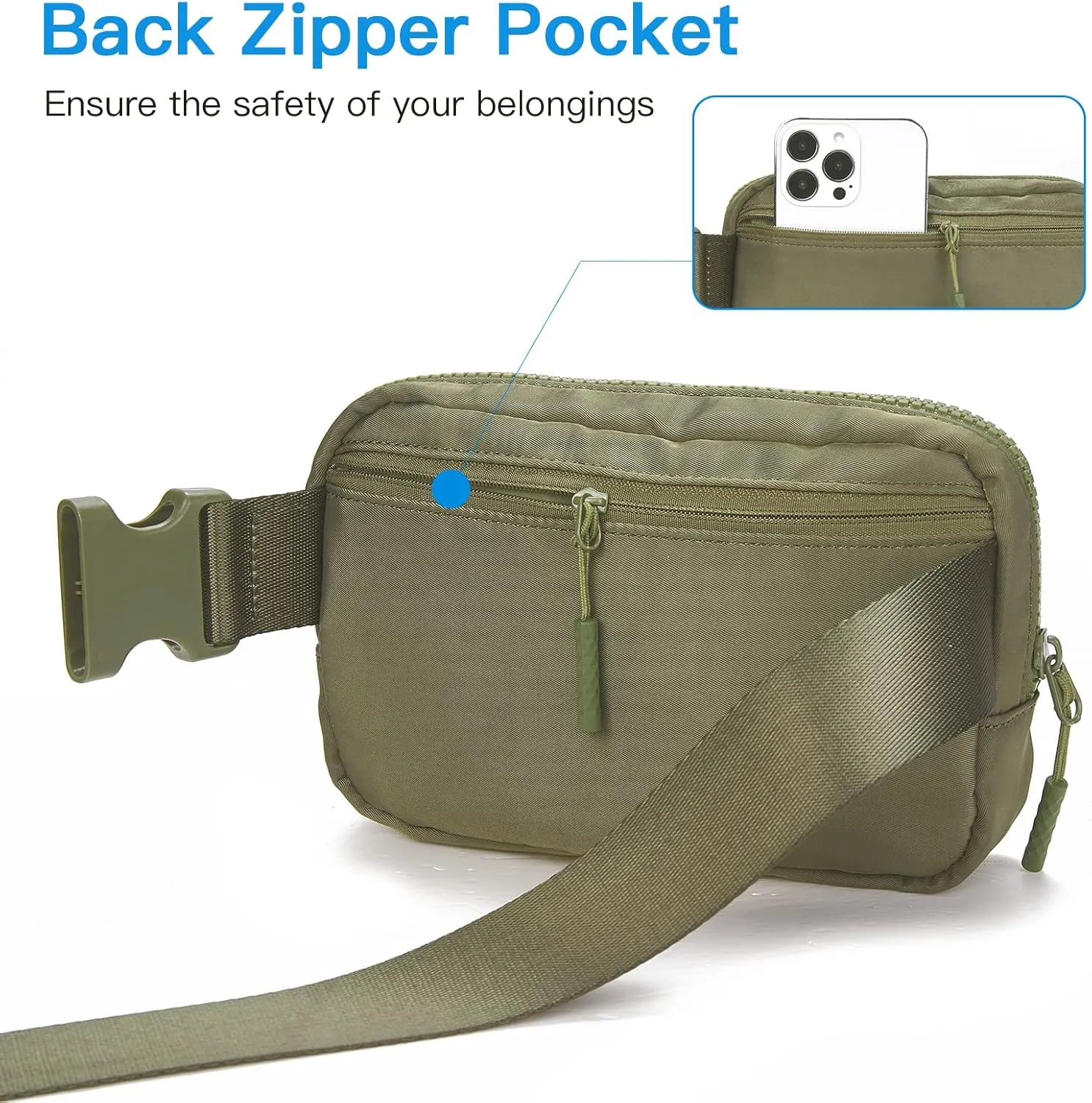 Telena Belt Bag for Women Men Fashionable Crossbody Fanny Pack for Women Waist Bag with Adjustable Strap Green
