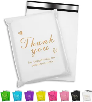 Thank You Poly Mailer 14.5x19 Inch 50 Pcs, Waterproof and Tear-Resistant Shipping Bags for Clothing, White Mailing Bags with Self-Seal, Cute Packaging Bags for Small Business