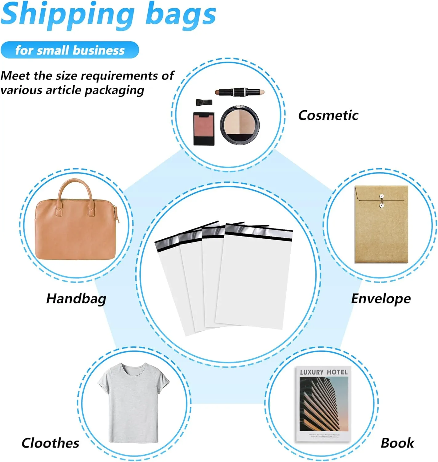 Thank You Poly Mailer 14.5x19 Inch 50 Pcs, Waterproof and Tear-Resistant Shipping Bags for Clothing, White Mailing Bags with Self-Seal, Cute Packaging Bags for Small Business
