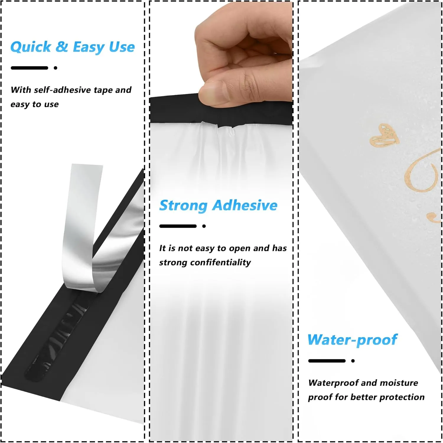 Thank You Poly Mailer 14.5x19 Inch 50 Pcs, Waterproof and Tear-Resistant Shipping Bags for Clothing, White Mailing Bags with Self-Seal, Cute Packaging Bags for Small Business